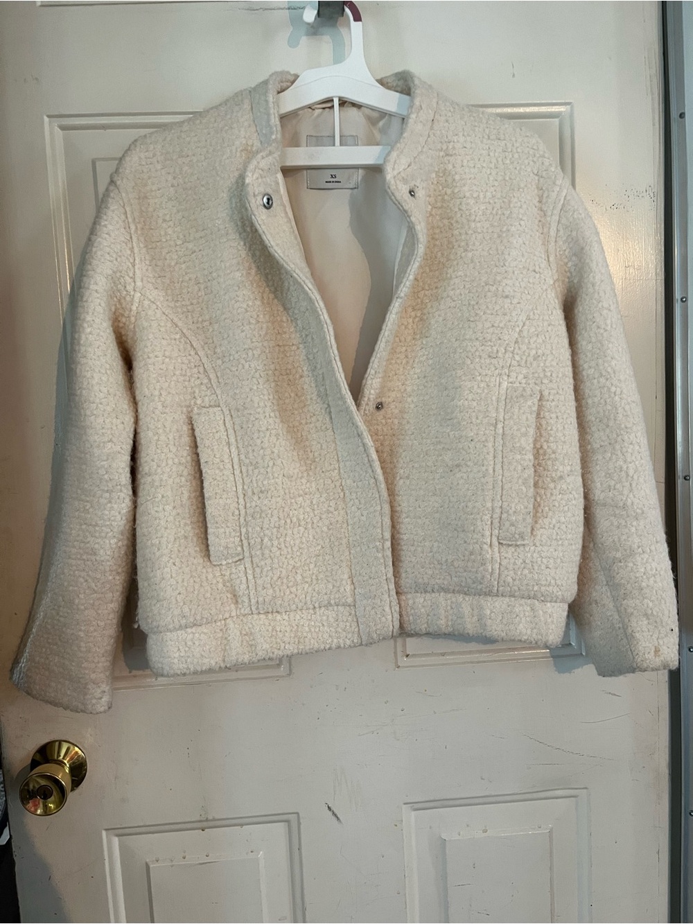Abercrombie & Fitch Cream Bouclé Teddy Jacket